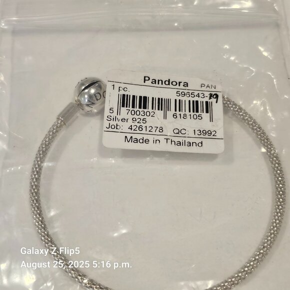 Authentic Pandora RETIRED Silver Smooth Clasp Mesh Bracelet 7.5" 596543-19 NEW - Picture 1 of 5